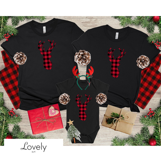 FAMILY SET TEES - BLACK REINDEER BUFFALO