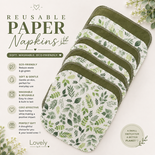 PAPERLESS NAPKINS GREEN LEAVES