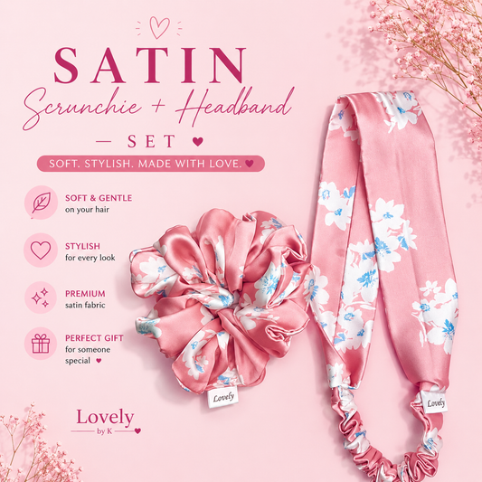 SATIN SCRUNCHIE & HEADBAND SET